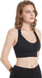 Women's Seamless Padded Sports Bra – Breathable, Stretch Crossback Bustier Top with Back Embellishment (10023)