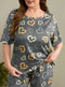 Multi-Color Heart Pattern Gray Nightwear & Home Wear (7008)